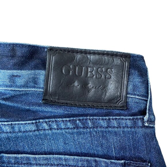 Guess Falcon Slim Boot Jeans Mens 31x30 Dark Wash Low Rise Stretch Blue - Picture 6 of 9